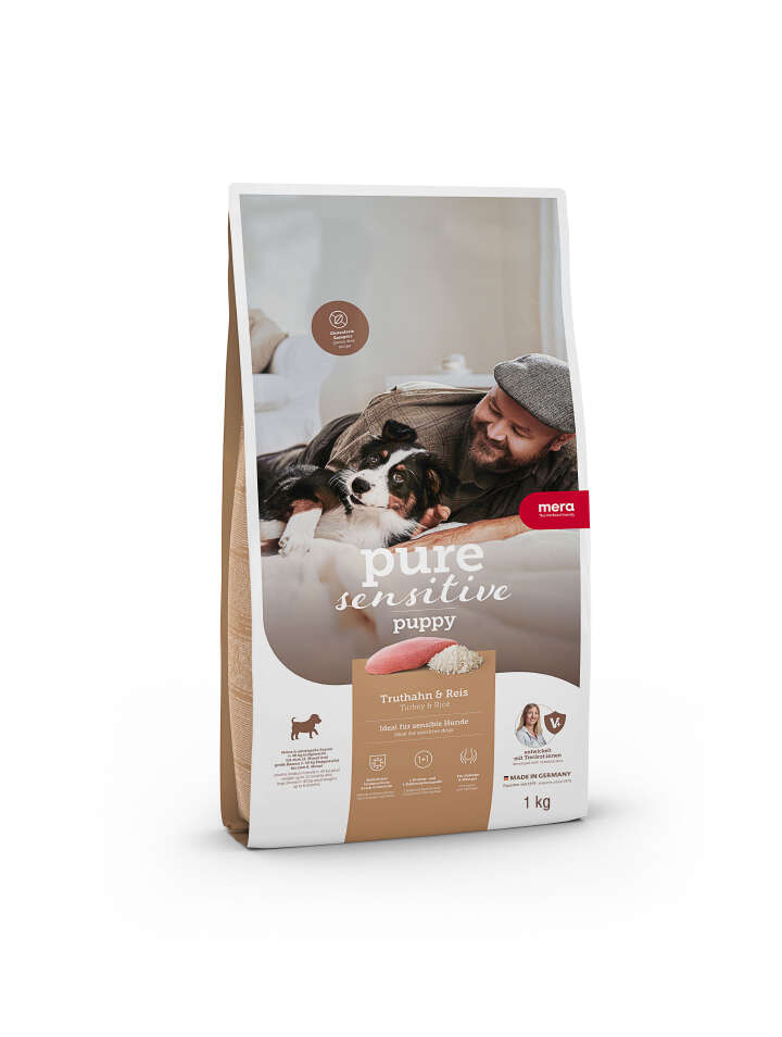 MERADOG Hunde-Trockenfutter Pure Sensitive Puppy Truthahn + Reis